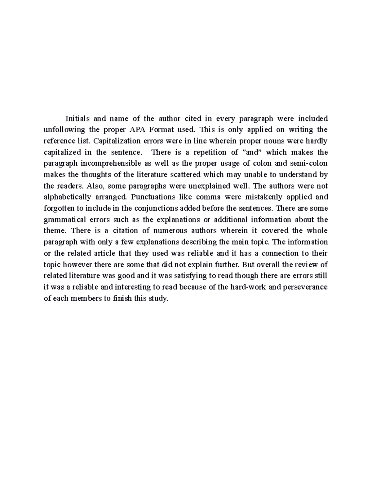 Critique - Hzjsjshbx - Initials and name of the author cited in every ...