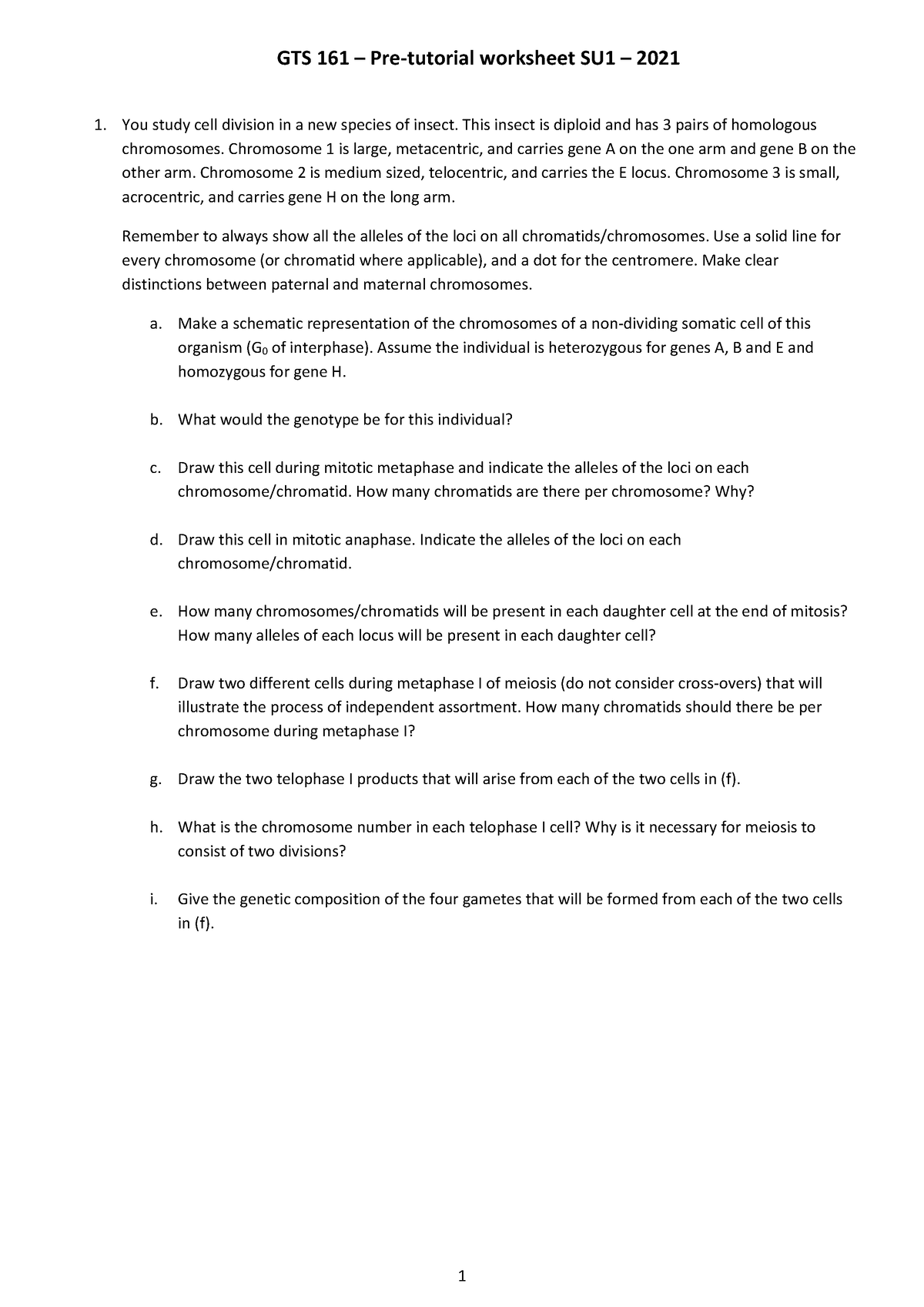 Pre-tutorial worksheet SU 1 - Copy - 1 GTS 161 – Pre-tutorial worksheet ...