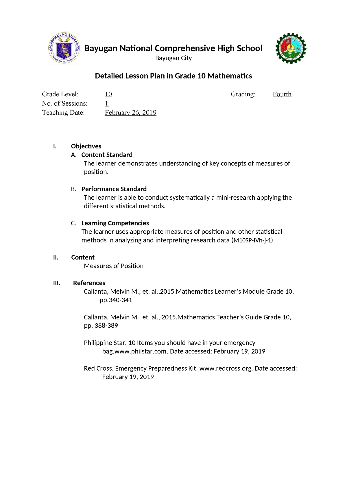 Formative Lesson Plan - Bayugan National Comprehensive High School ...