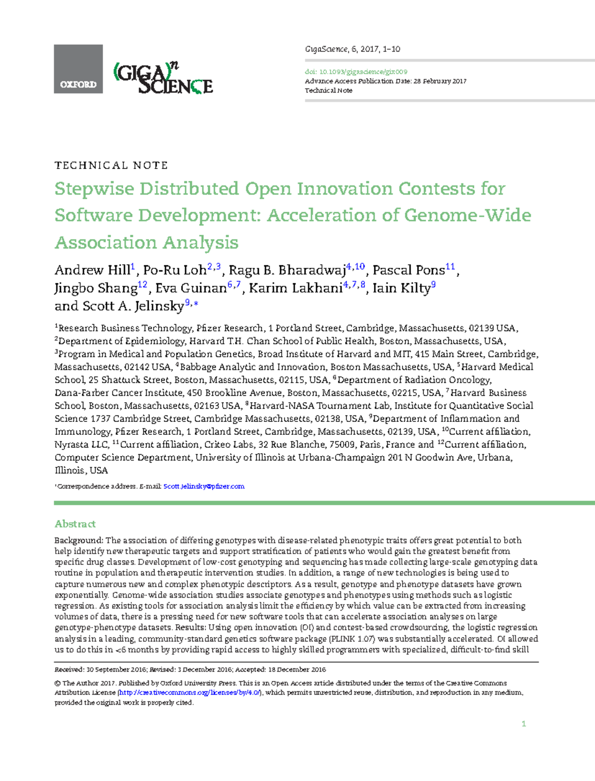 Stepwise distributed open innovation contests - GigaScience, 6, 2017, 1 ...
