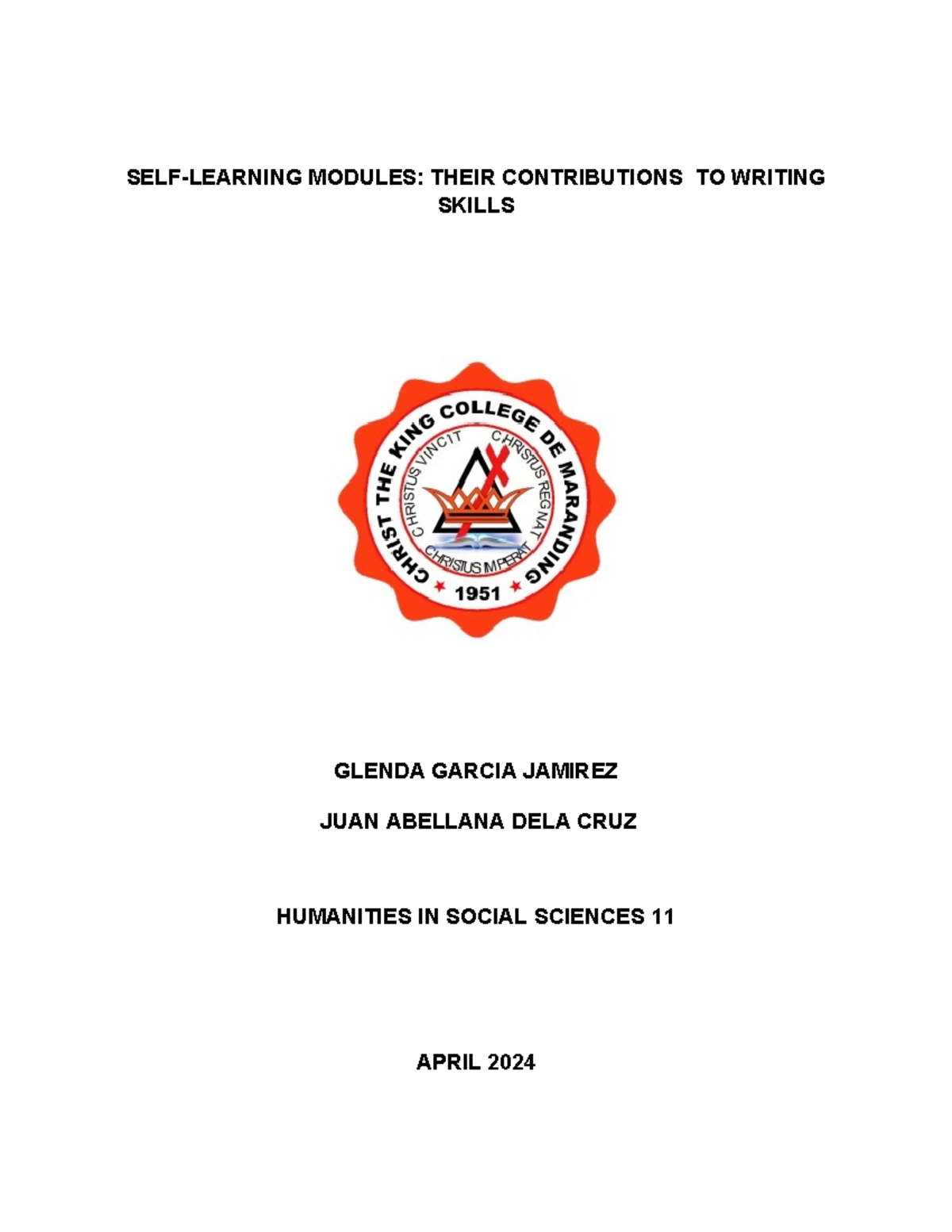 PR1 Cover AND Title PAGE Sample - The Contemporary World - SELF ...