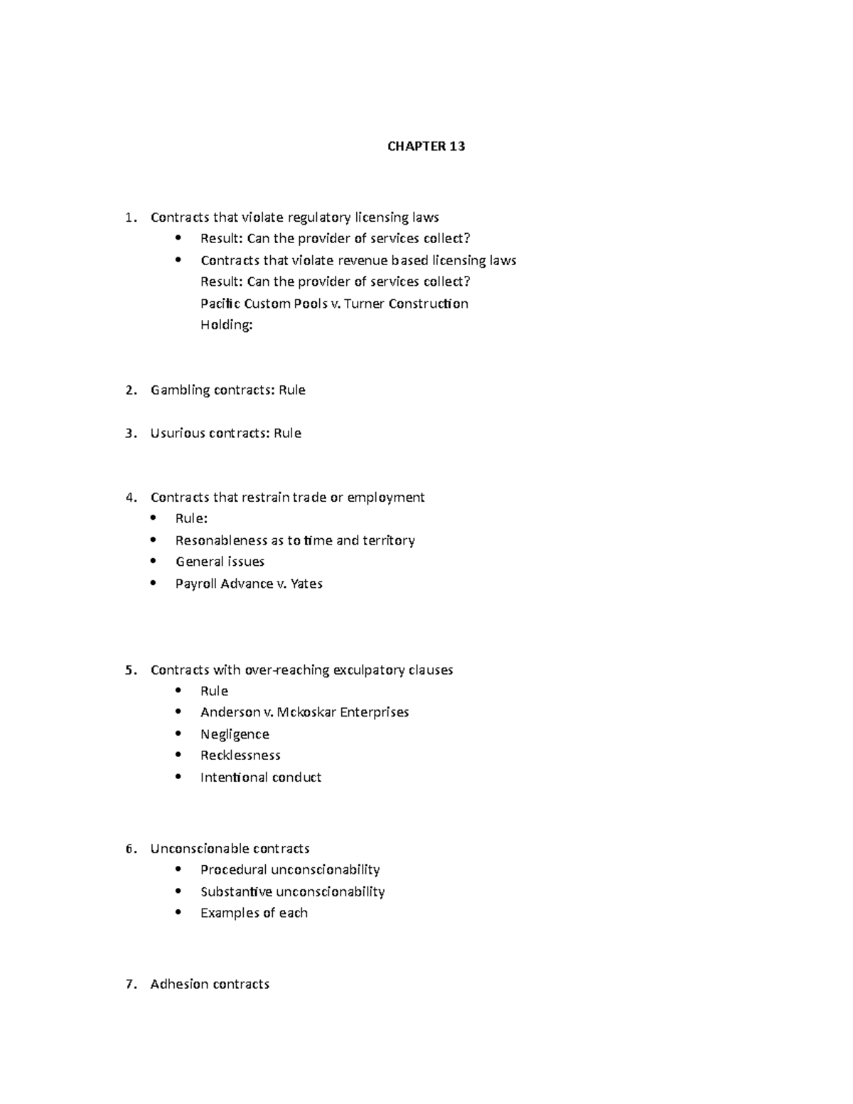 Bsl Ch 13 14 Chapter 13 And Chapter 14 Notes Chapter 13 Contracts That Violate Regulatory Bsl Ch 13 14 Chapter 13 And Chapter 14 Notes Chapter 13 Contracts That Violate Regulatory