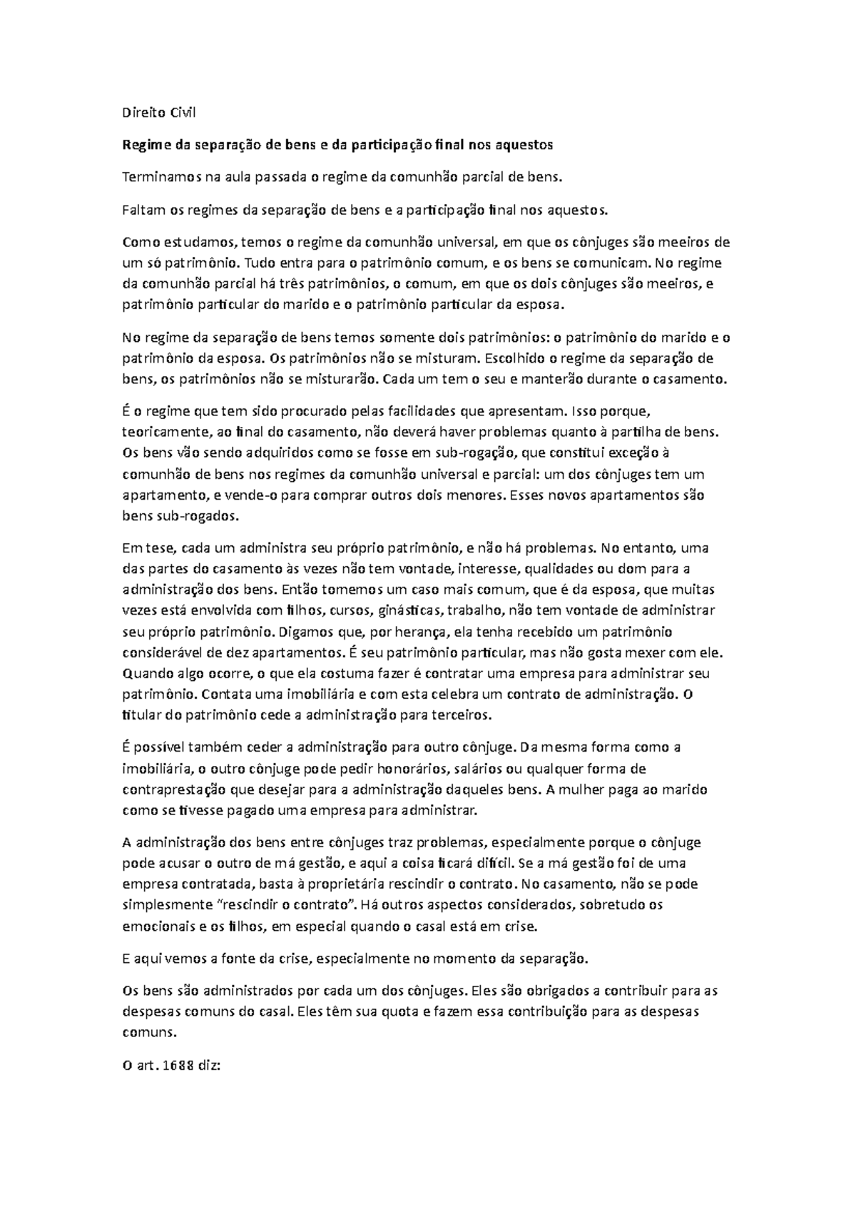 Processo Civil Familia 16 Direito Civil Regime da separação de bens e