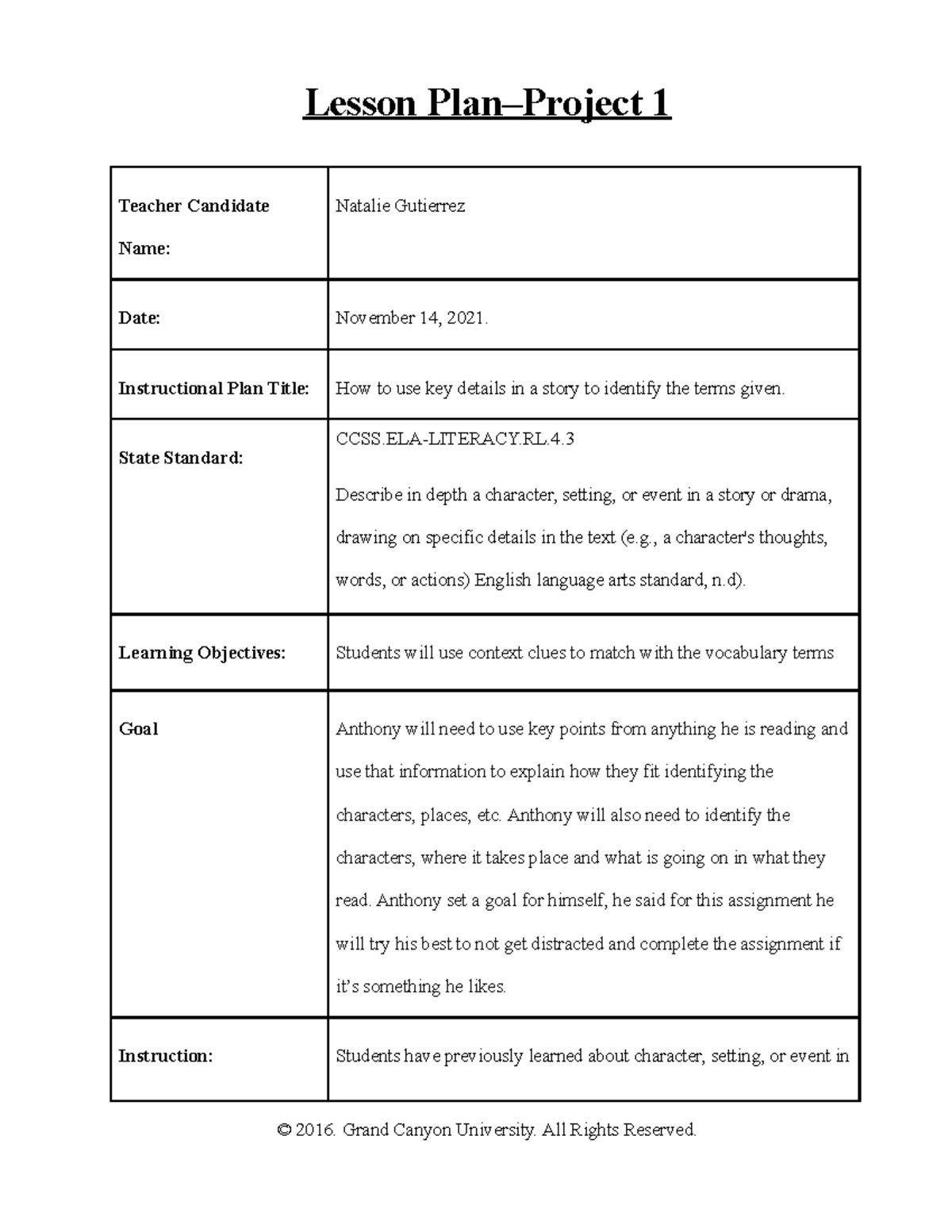 ELM-357 Clinical Field Experience C- Clinical Field Experience C ...