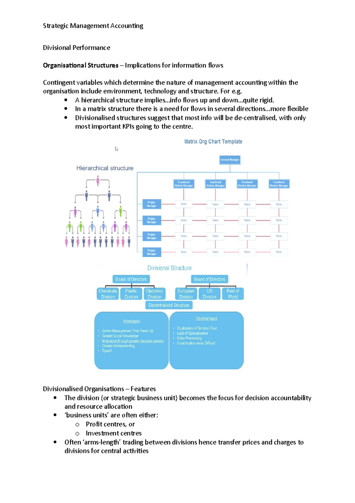 Divisional Performance - Divisional Performance Organisational ...