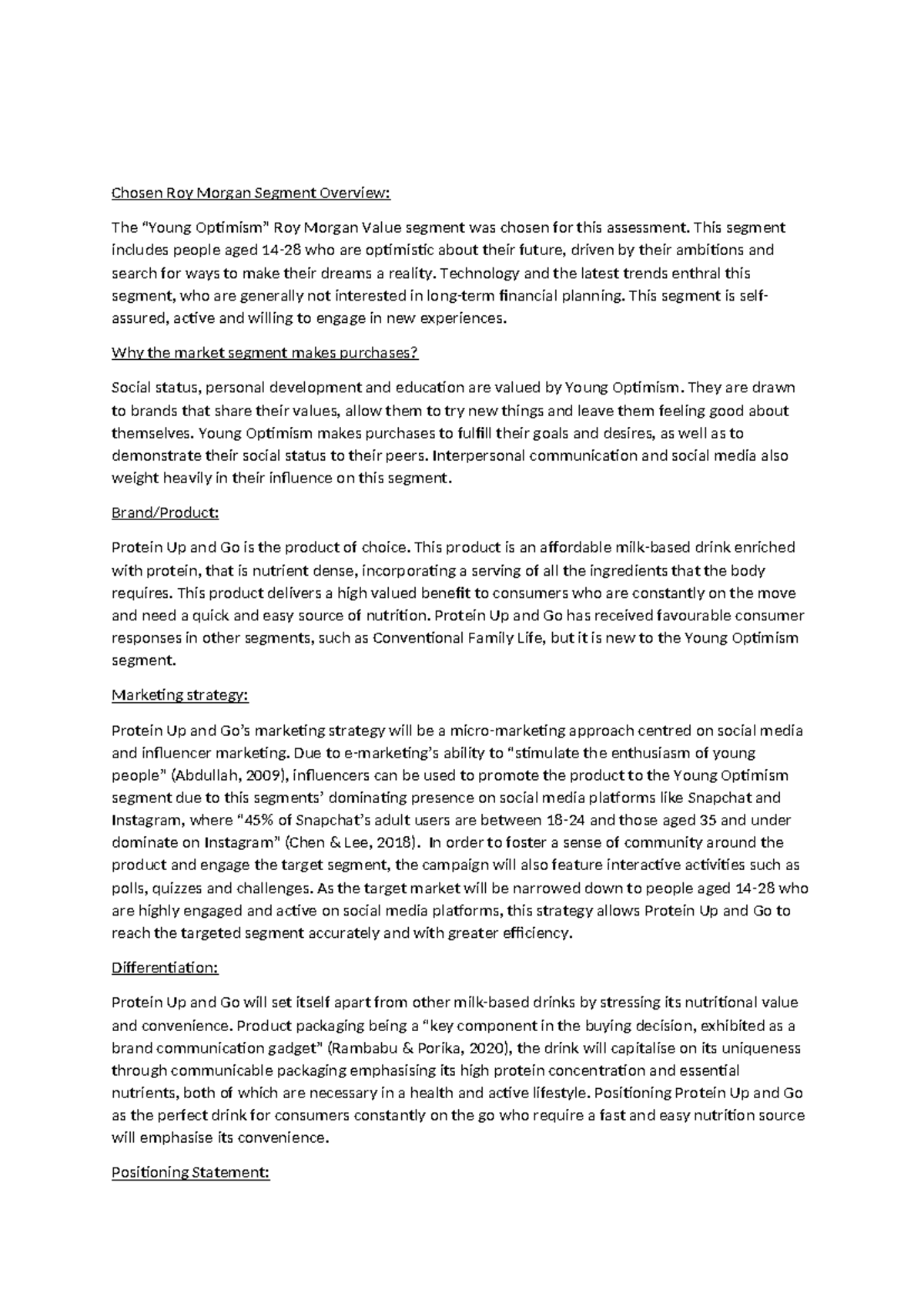 Roy Segment Task 1 Chosen Roy Segment Overview The