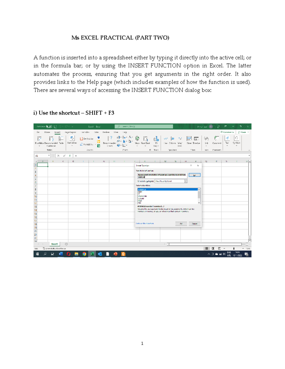 MS Excel Practical notes-Part 2 - Ms EXCEL PRACTICAL (PART TWO) A ...