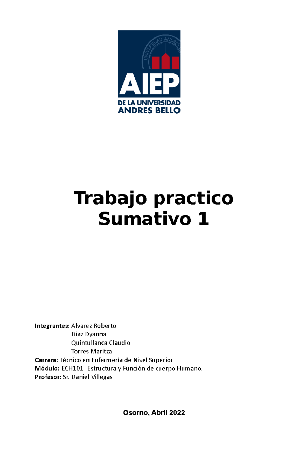 Trabajo Practico 1 Trabajo Practico Sumativo 1 Integrantes Alvarez