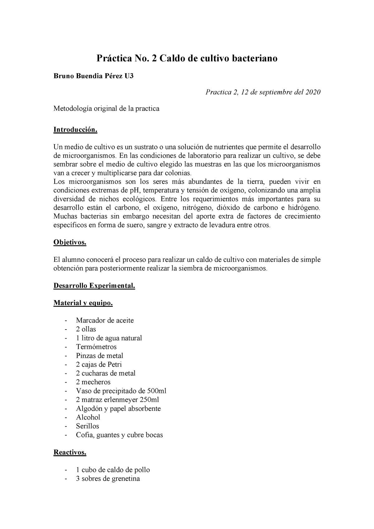 Práctica 2 Caldo de Cultivo - Warning: TT: undefined function: 32 Práctica  No. 2 Caldo de cultivo - Studocu