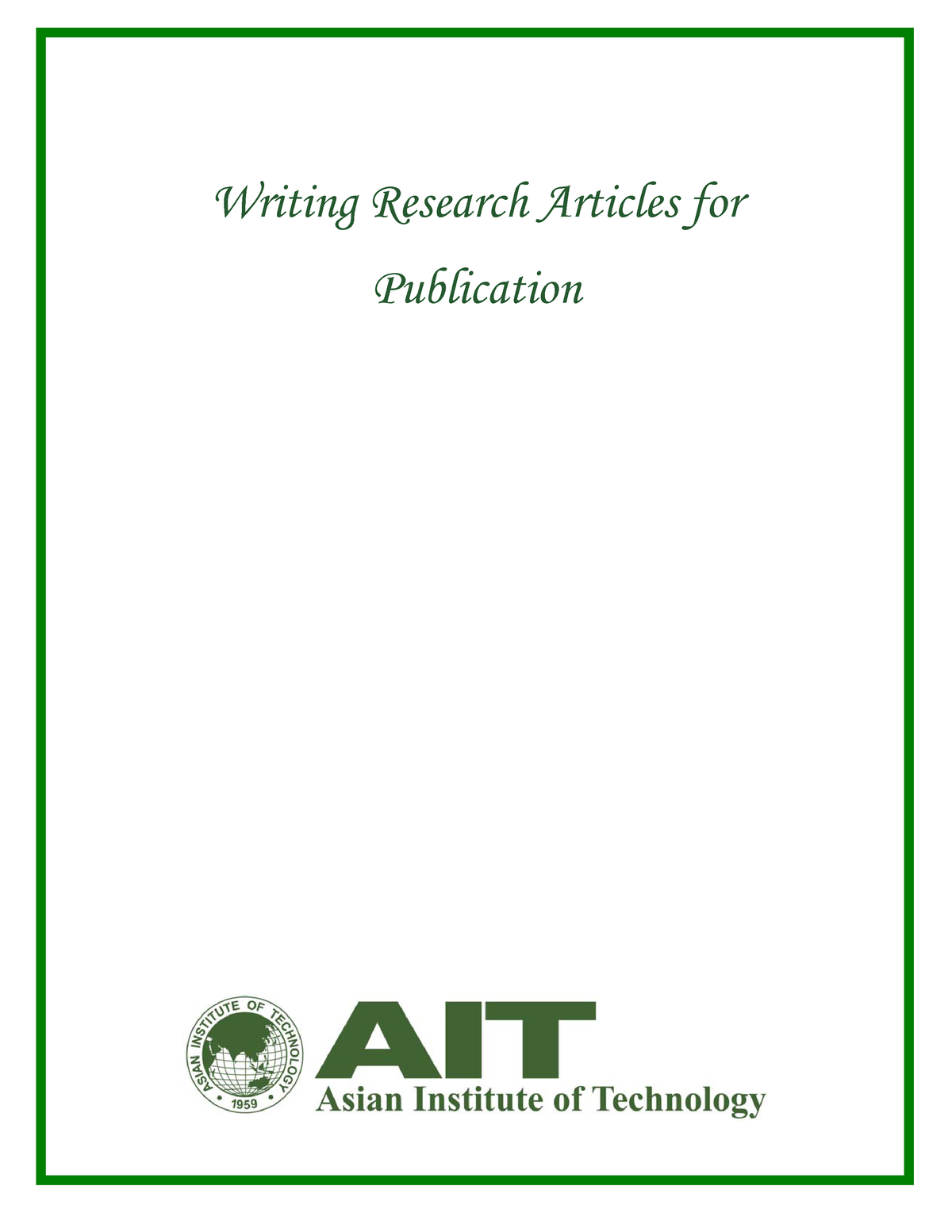 writing research articles for publication