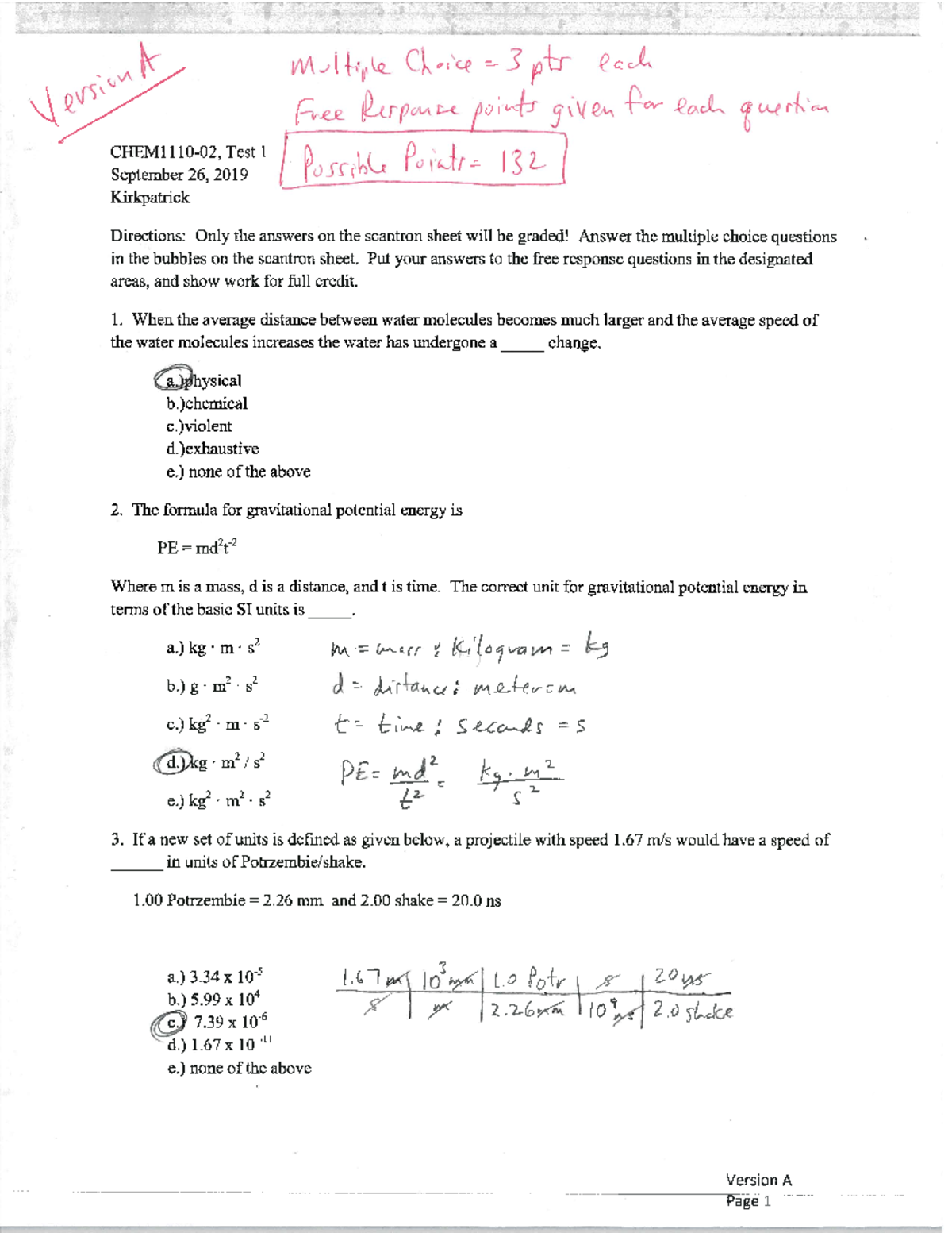 Exam 1 Fall 2019 Answer Key - Biology Lab - Studocu