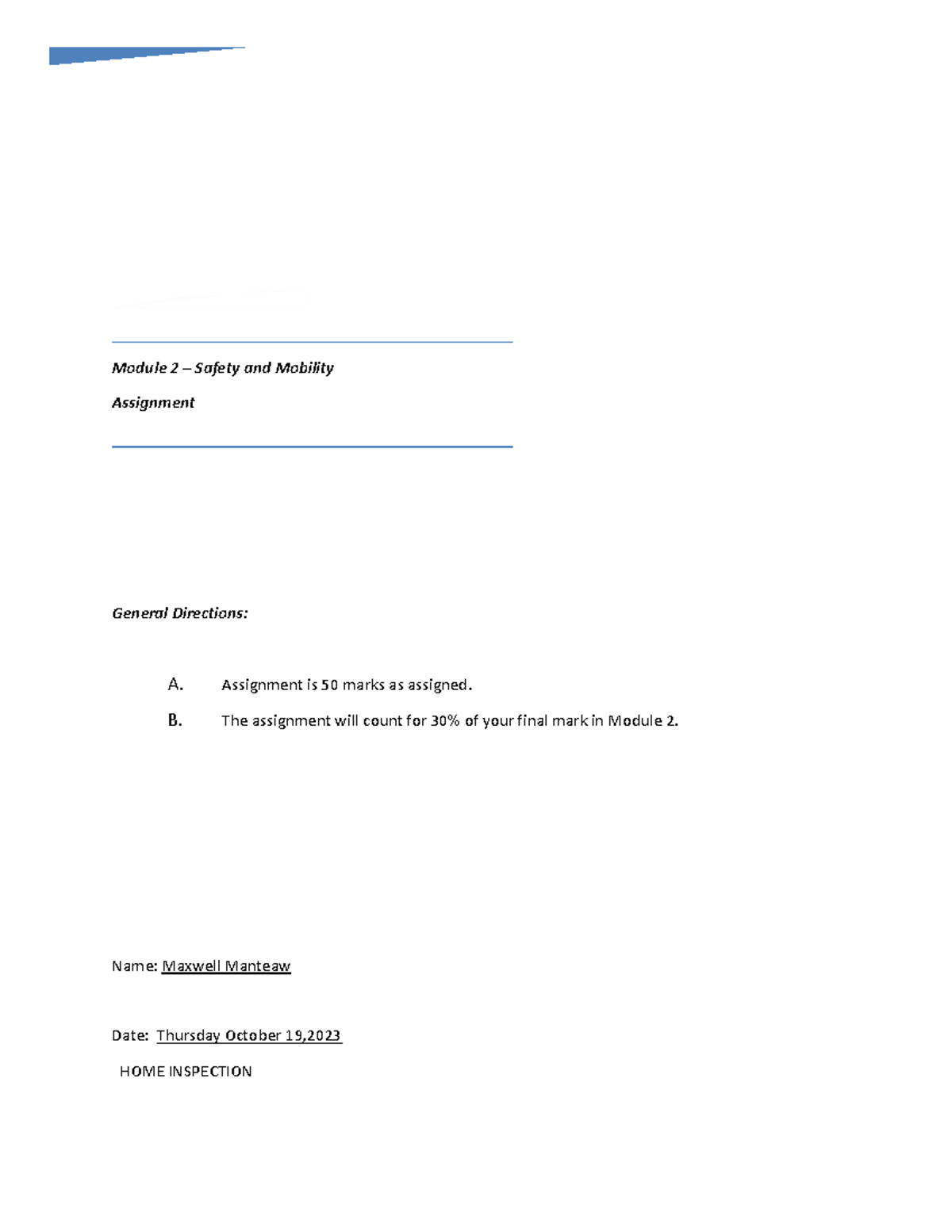Psw assignment 5 - Module 2 – Safety and Mobility Assignment General ...