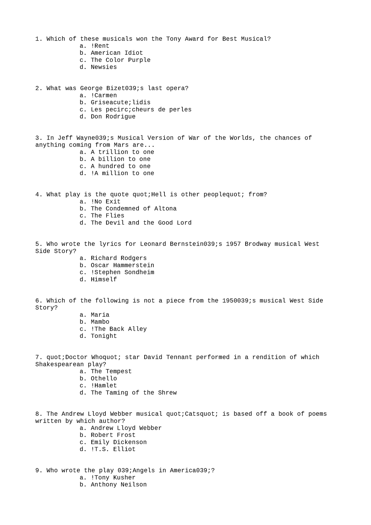 STAT265 Speech Winter 2024 1 - Which of these musicals won the Tony ...