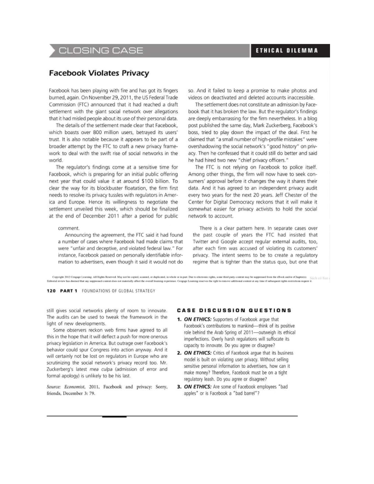 Chapter 4 (4th ed) Case - Closing Case - Facebook Violates Privacy ...