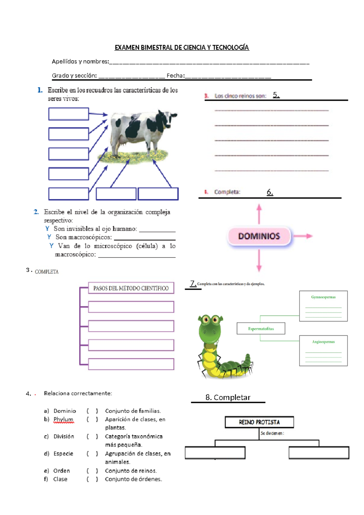 Examen Bimestral DE Ciencia Y Tecnología 5t0 - Biologia - EXAMEN ...