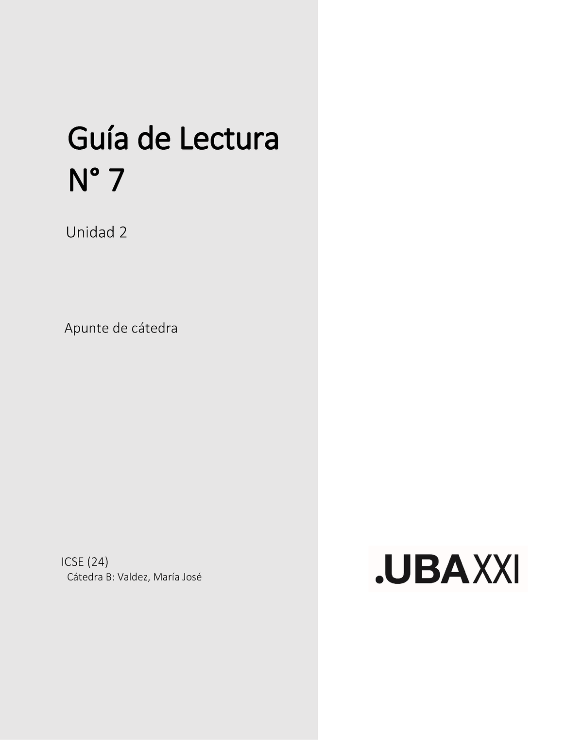 ICSE B 2023 Guía De Lectura 7 - Cbc Icse - UBA - Studocu