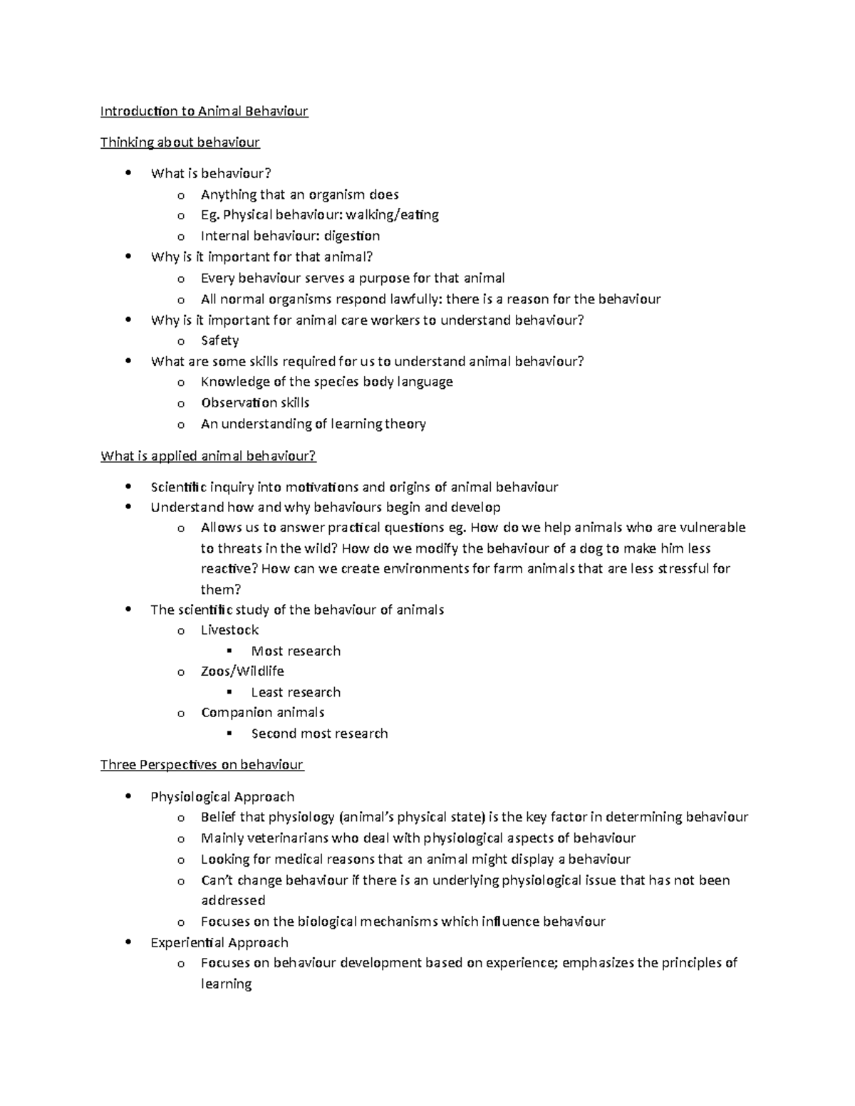 Intro to animal behaviour - Introduction to Animal Behaviour Thinking ...