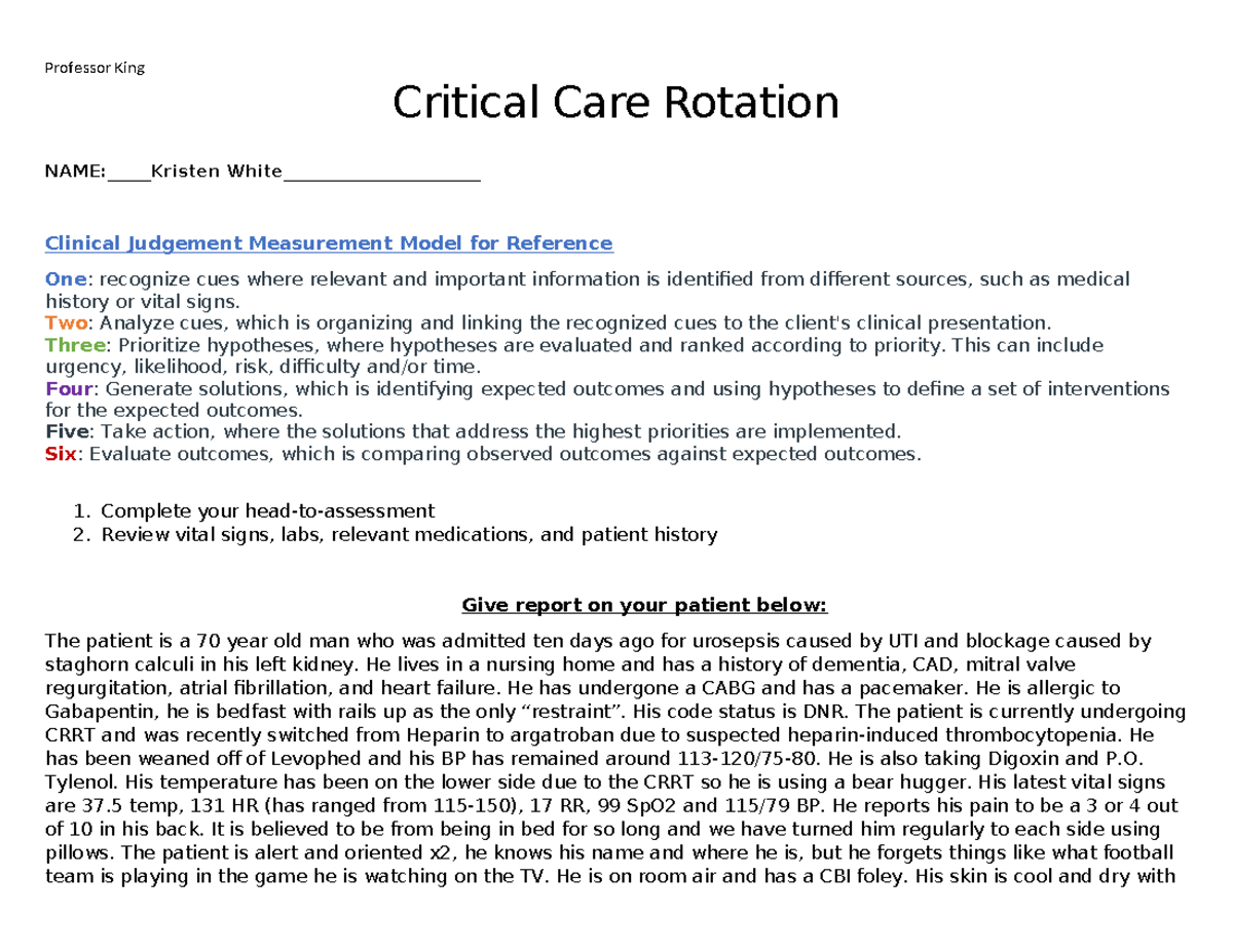 nursing clinical homework