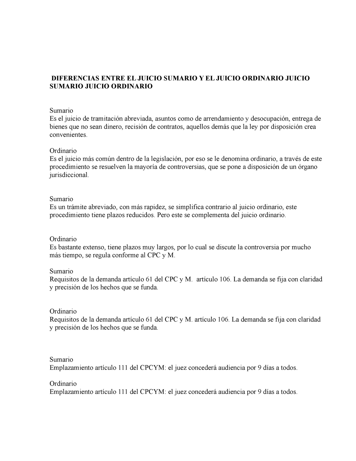 Esquema Juicio Ordinario Sumario Y Oral Derecho Proce 4388