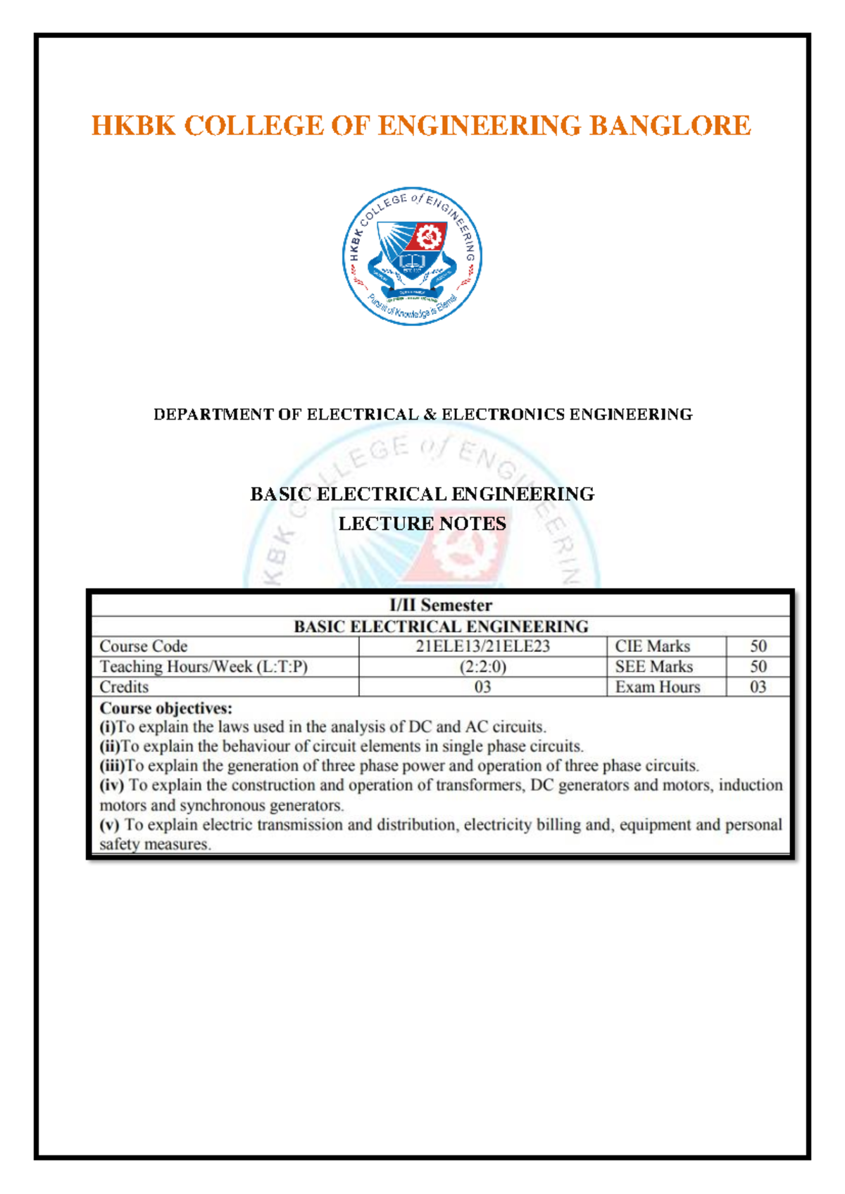 EE 21ELE13 Module 1&2 Notes-converted - DEPARTMENT OF ELECTRICAL ...