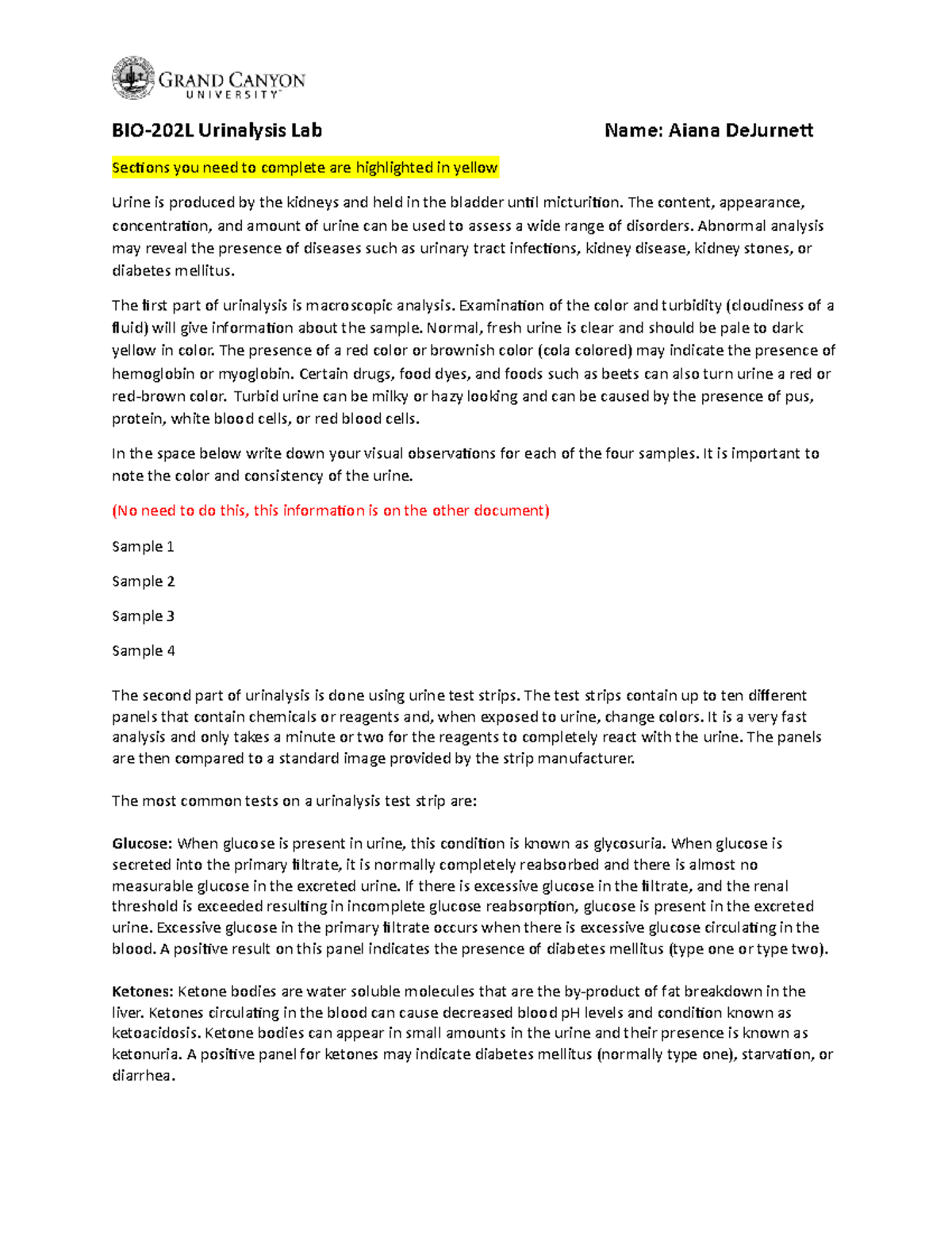 BIO-202L-Activity 3 Worksheet - BIO-202L Urinalysis Lab Name: Aiana ...