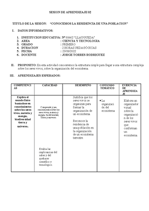 Ficha DE Trabajo - Ciencia Y Tecnologia Primer Grado - CONOCIENDO UNA ...