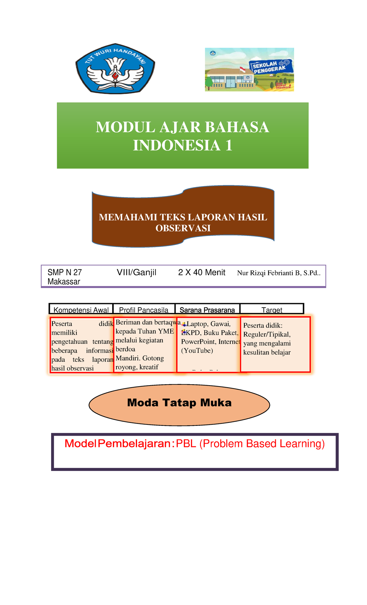 Teks LHO Prt. 1 - Modul Ajar - Bahasa Indonesia - UNM - Studocu