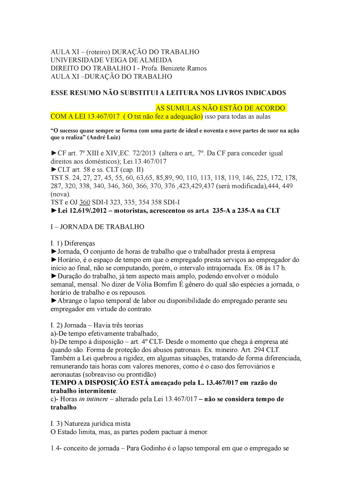 11 AULA XI Jornada De Trabalho Atualizada 28 De Maio De 2014 - AULA XI ...