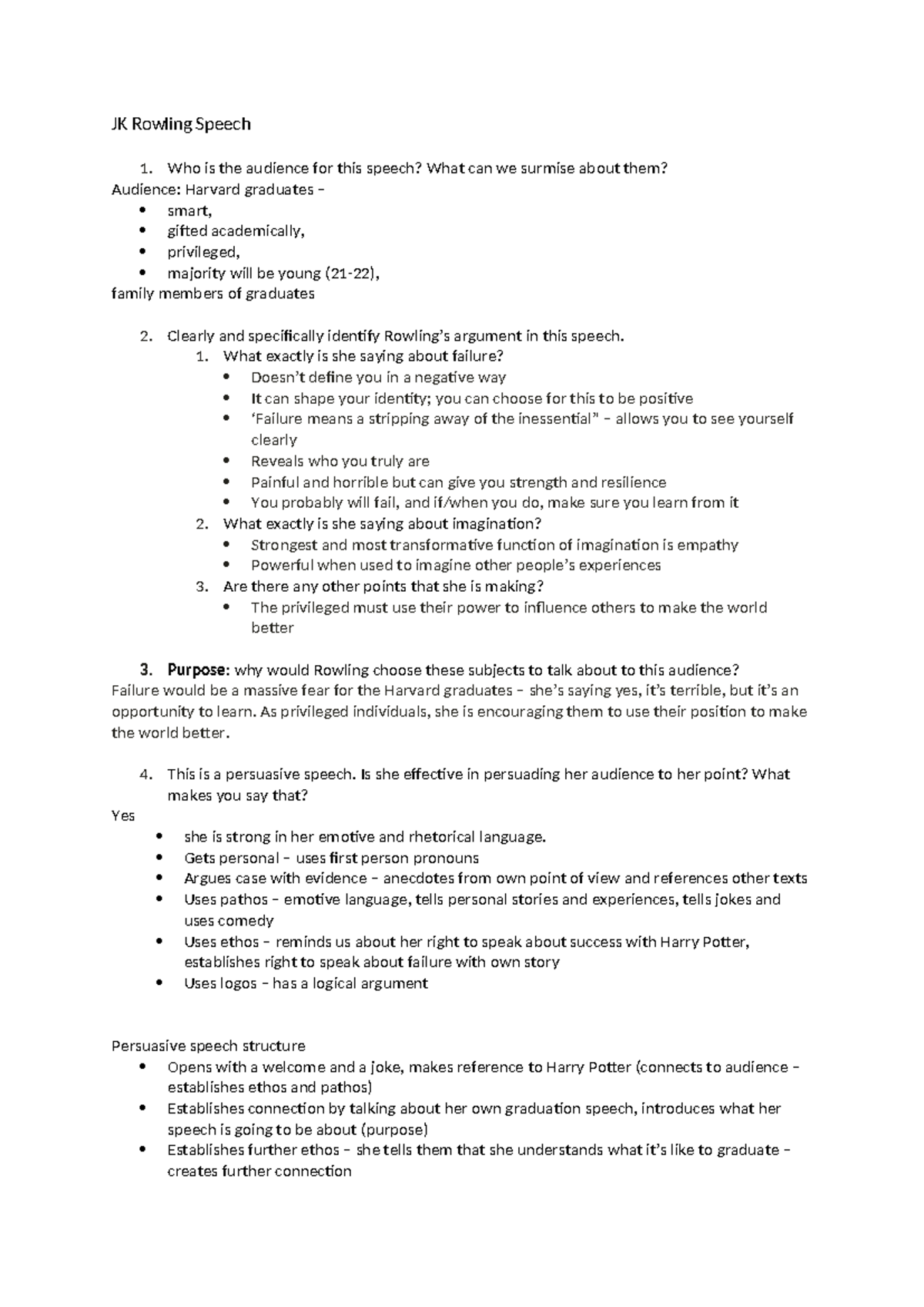 Craft of Writing Logbook - JK Rowling Speech Who is the audience for ...