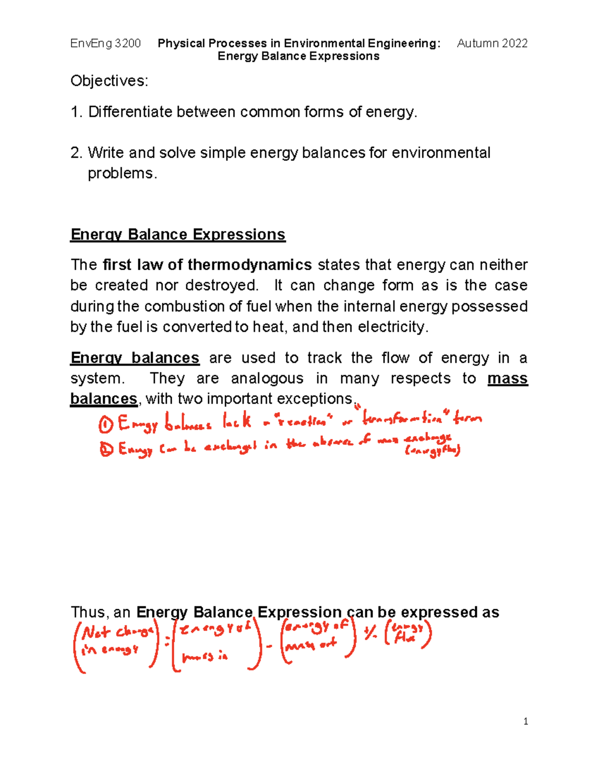 energy balance essay