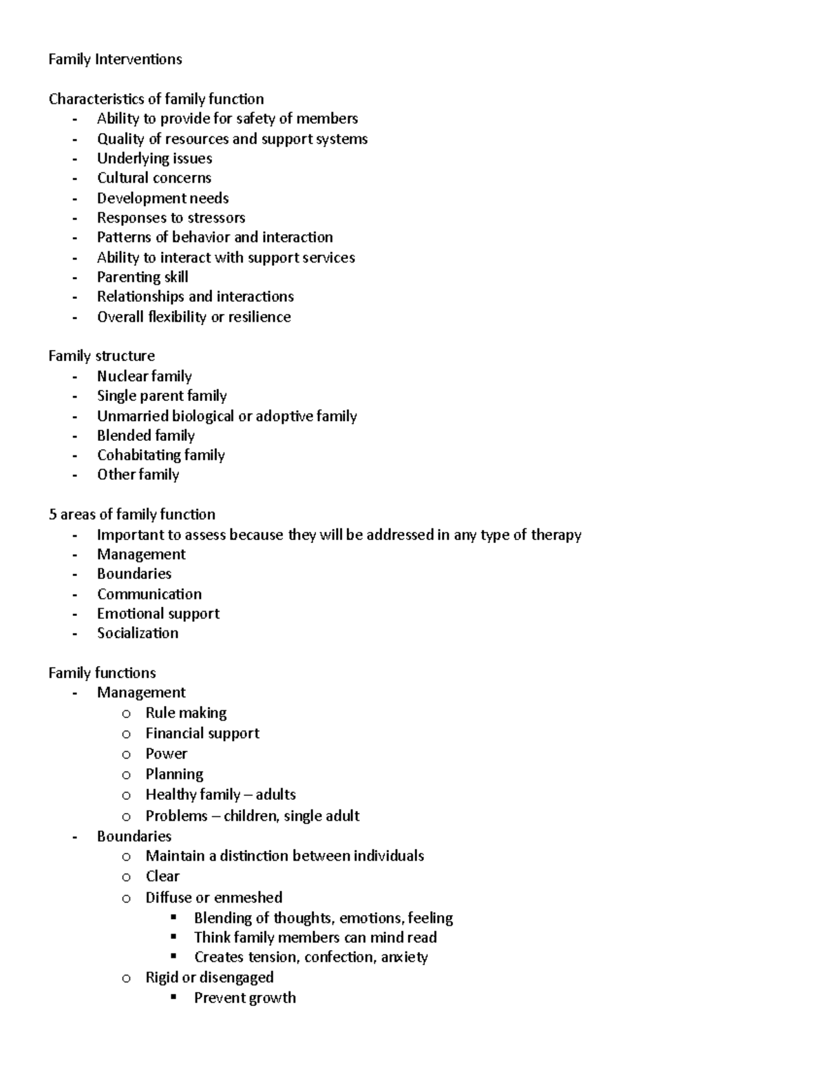 Family Interventions - Family Interventions Characteristics of family ...