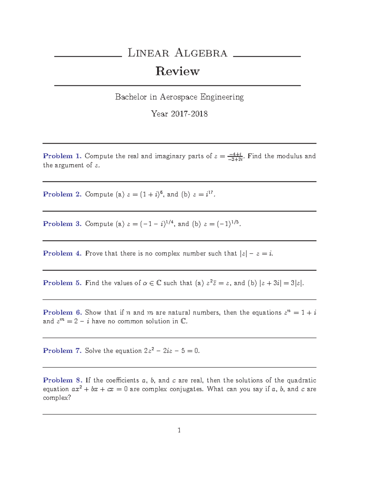 Problems 0 Linear Algebra 251 15321 Uc3m Studocu