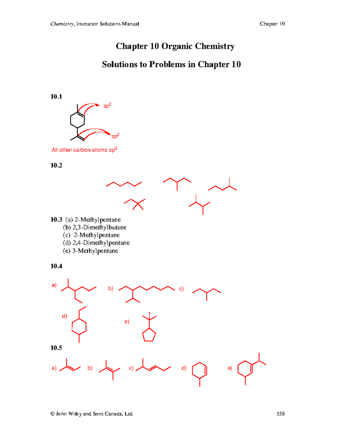 organic chemistry chapter 10 homework answers