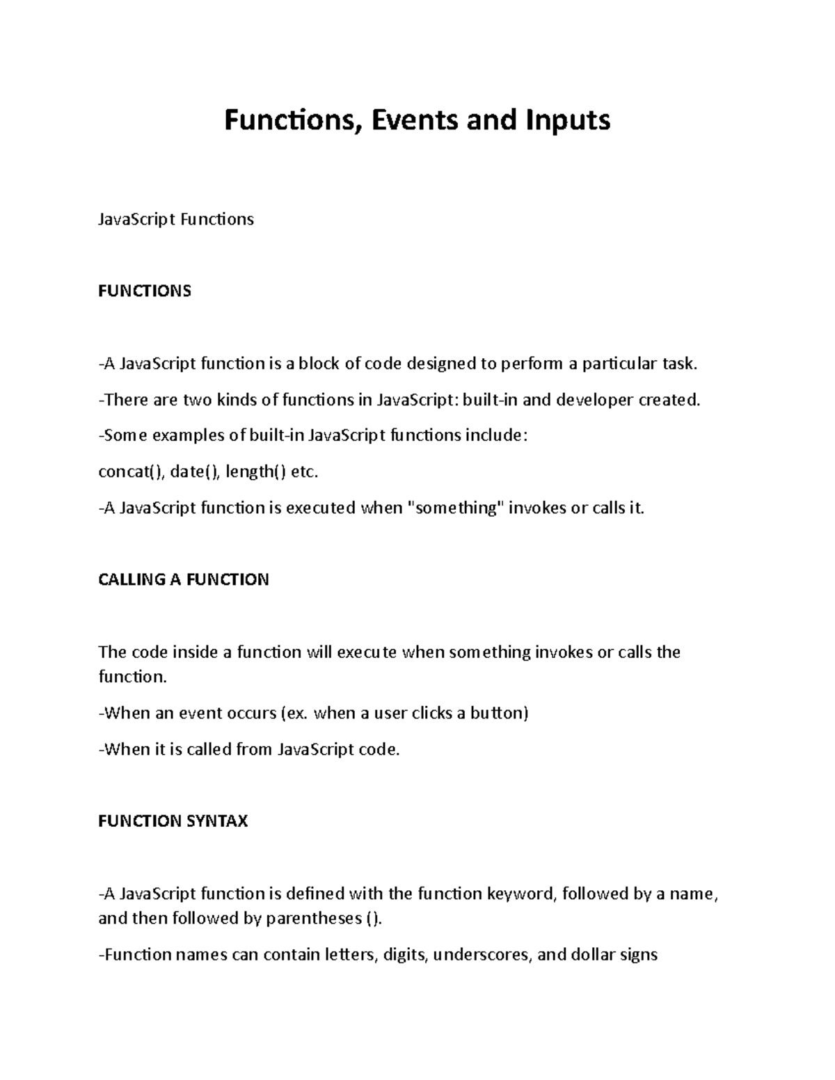 Functions events and inputs - Functions, Events and Inputs JavaScript ...