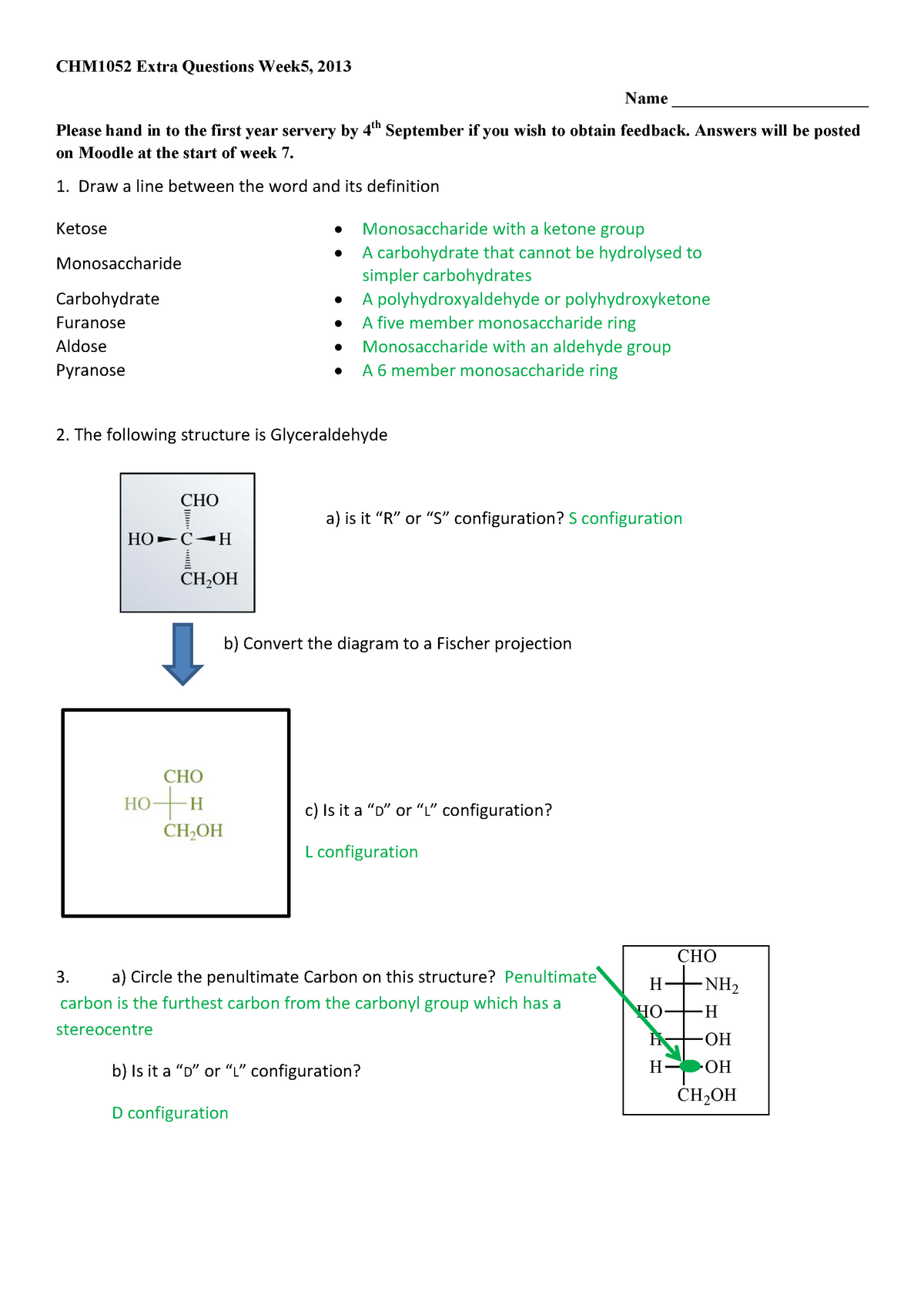 Tutorial 5 Answers - chem - CHM1052 Extra Questions Week5, 2013 Name