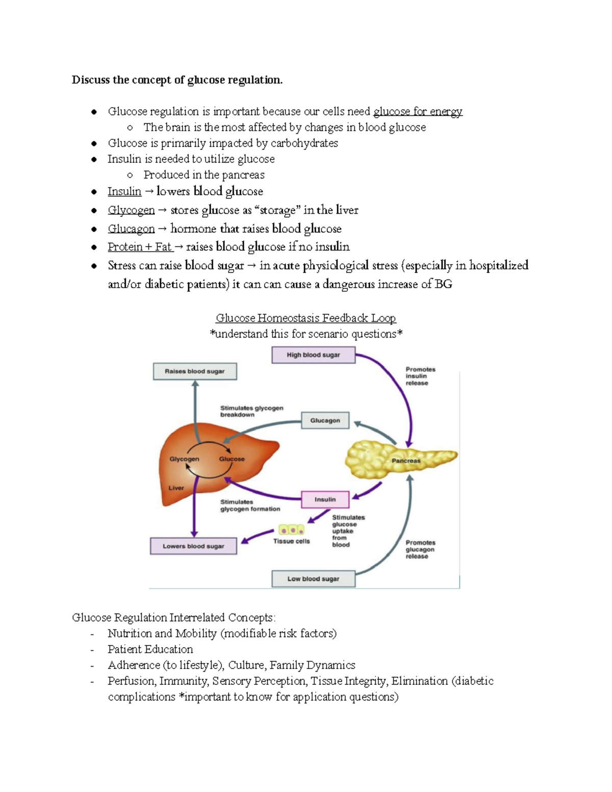 Glucose Regulation Discuss the concept of glucose regulation. Glucose