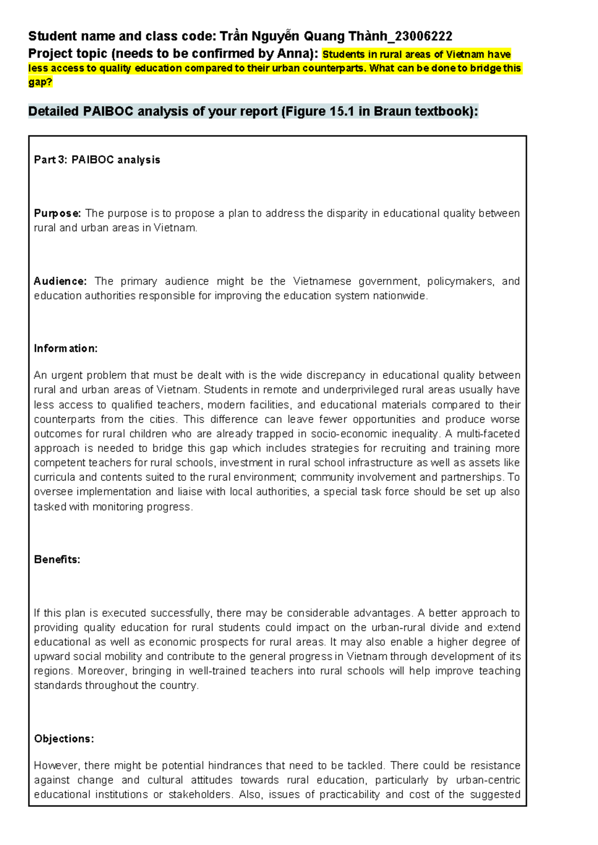 Outline report template BAS3FOU104 Trần Nguyễn Quang Thành - Student ...