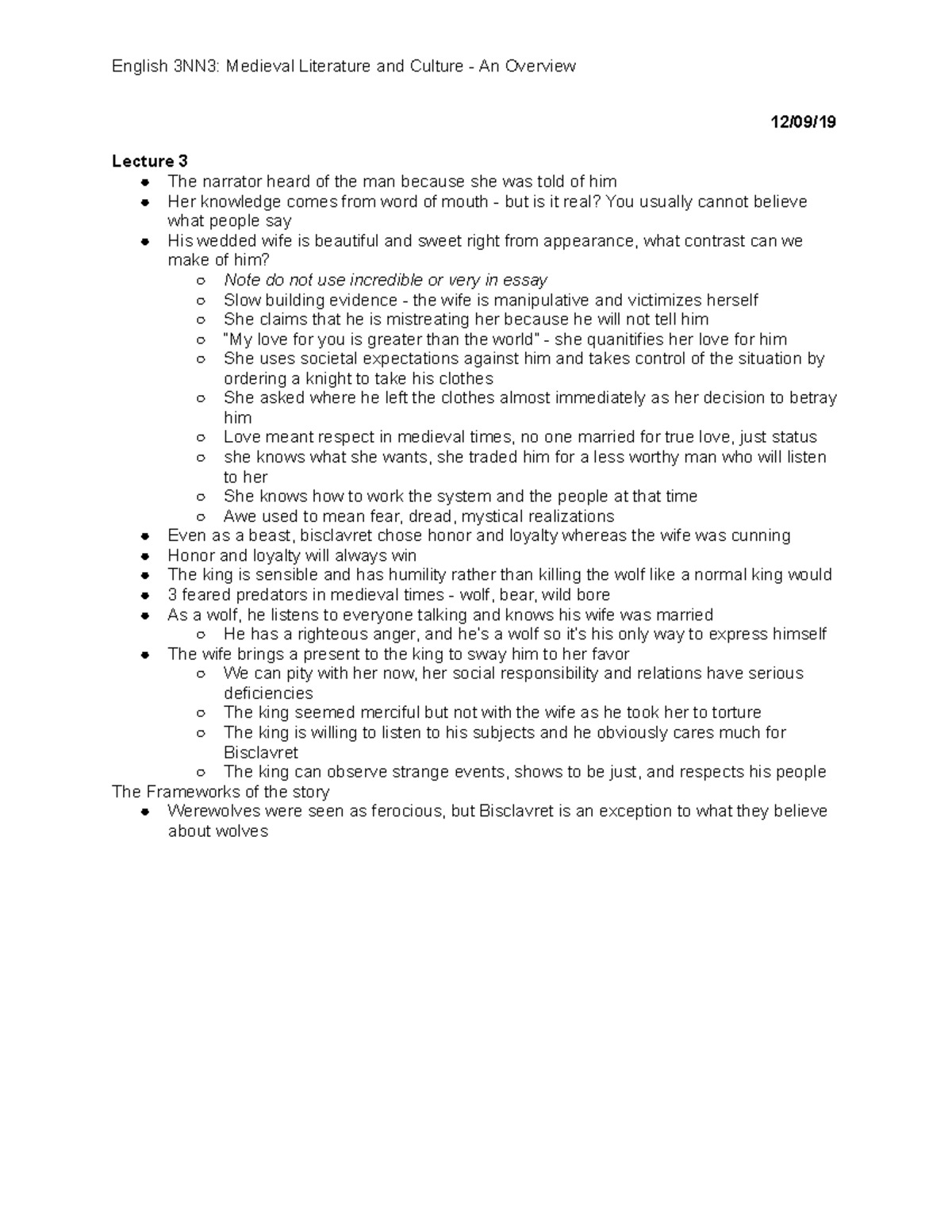 English 3NN3 - Lecture 3 - English 3NN3: Medieval Literature and ...