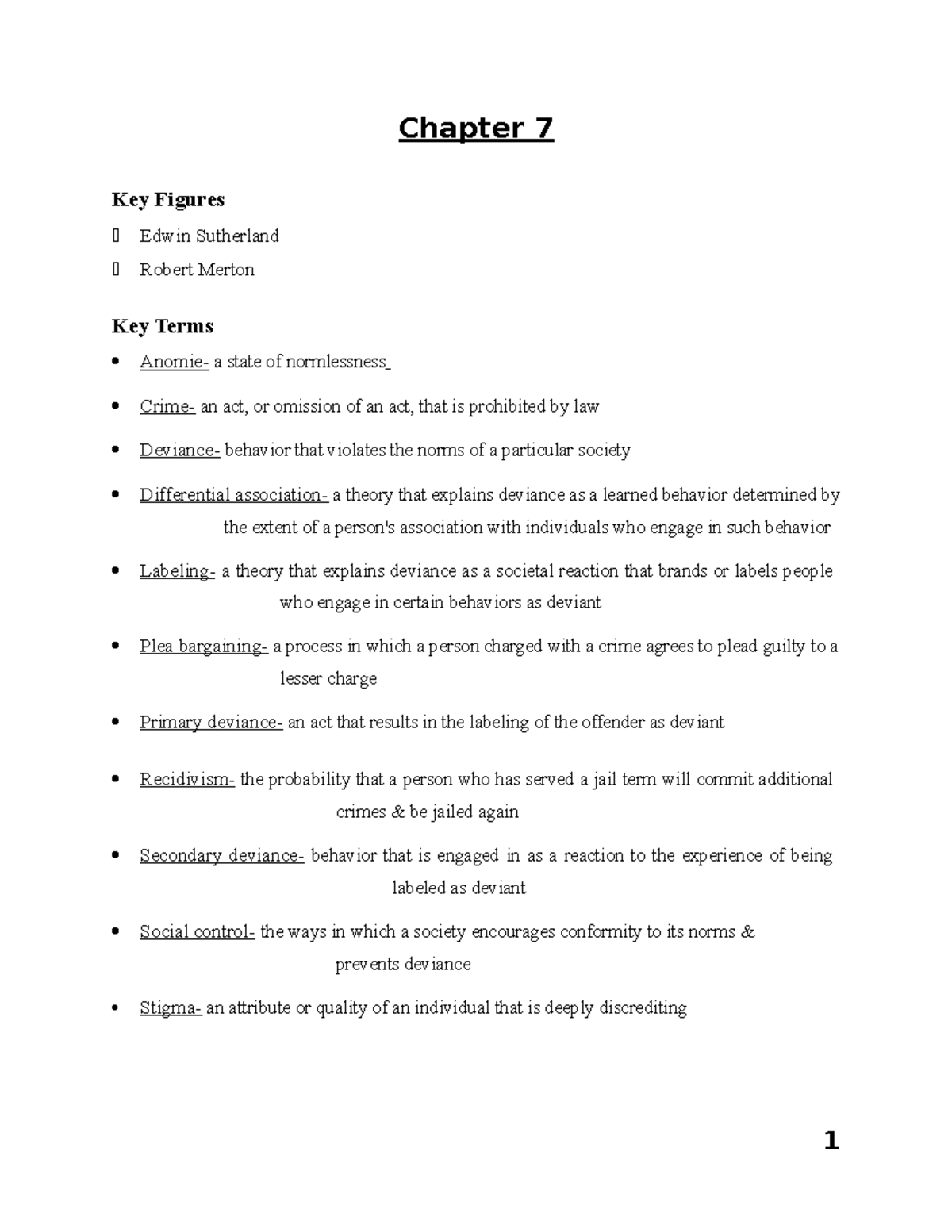 Sociology Review Chp. 7 Chronical Order - Chapter 7 Key Figures Edwin ...