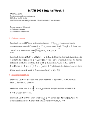 Point-set Topology (with Written Notes) - MATH 3033 Real Analysis ...