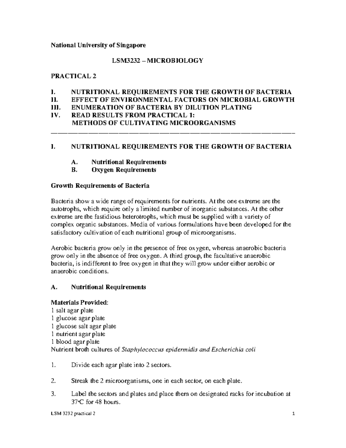 LSM3232 P2 AY2324 Sem 1 - practical 2 notes - National University of ...