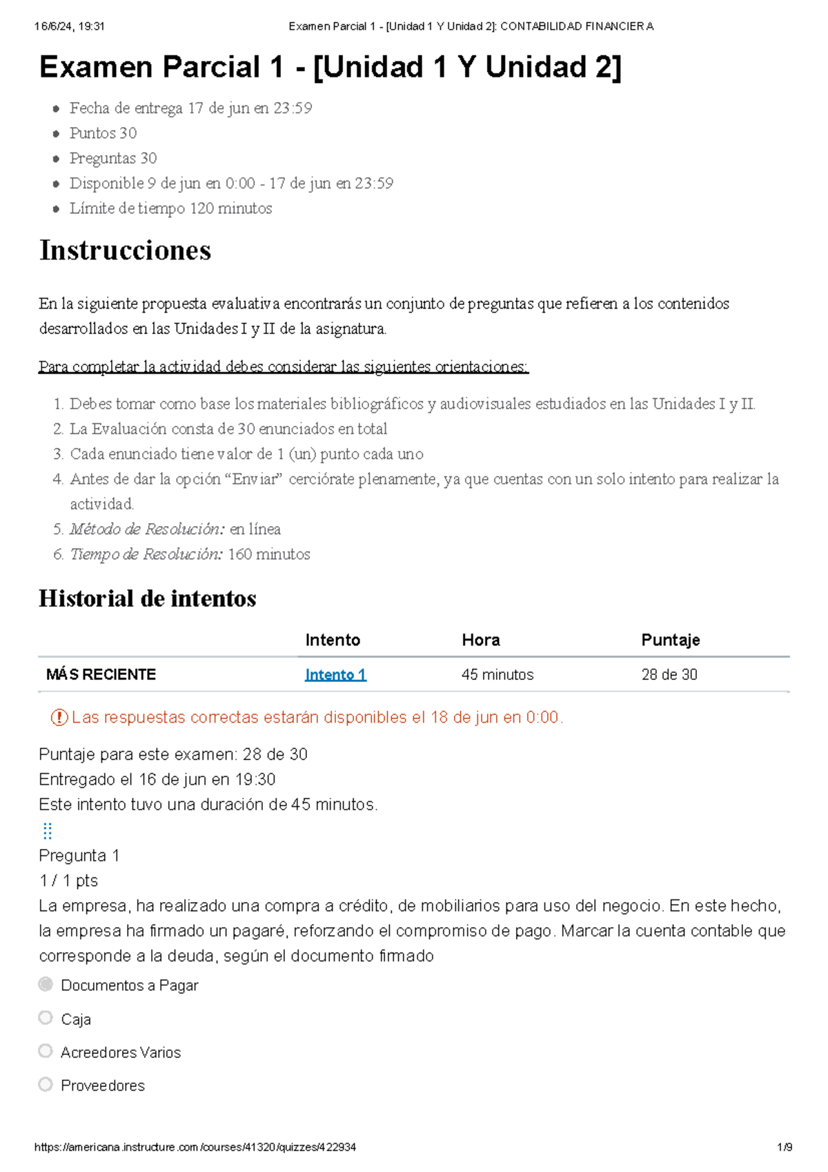 Examen Parcial 1 - [Unidad 1 Y Unidad 2] Contabilidad Financiera sebas ...