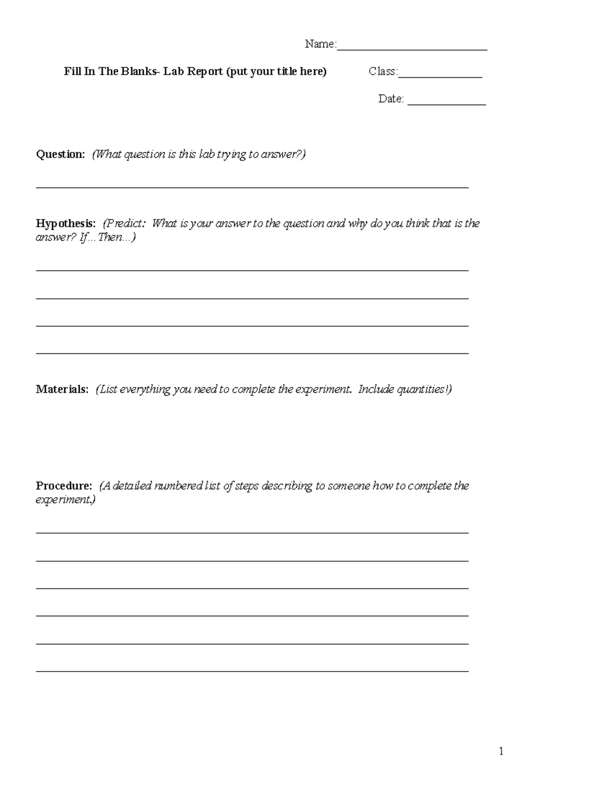 Lab report template 04 - Name:_________________________ Fill In The ...