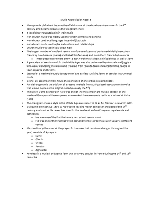 Music Appreciation Notes 2 - Studocu