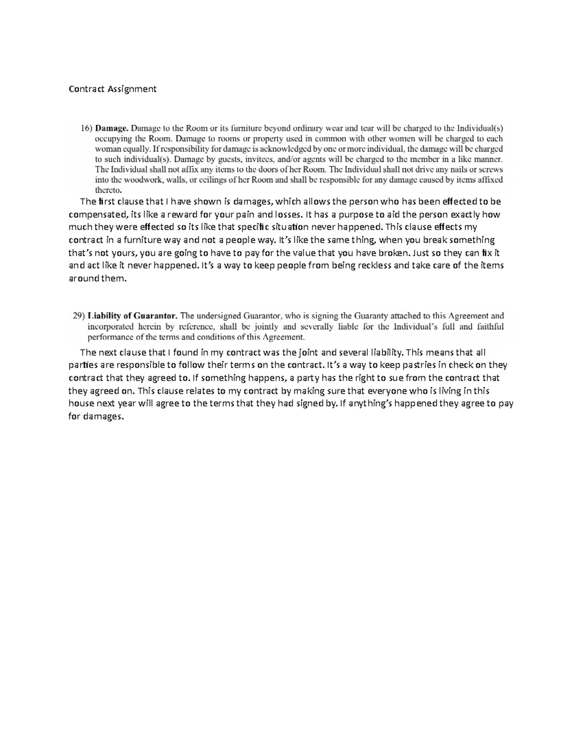 Contracts copy - Contract Assignment The first clause that I have shown ...