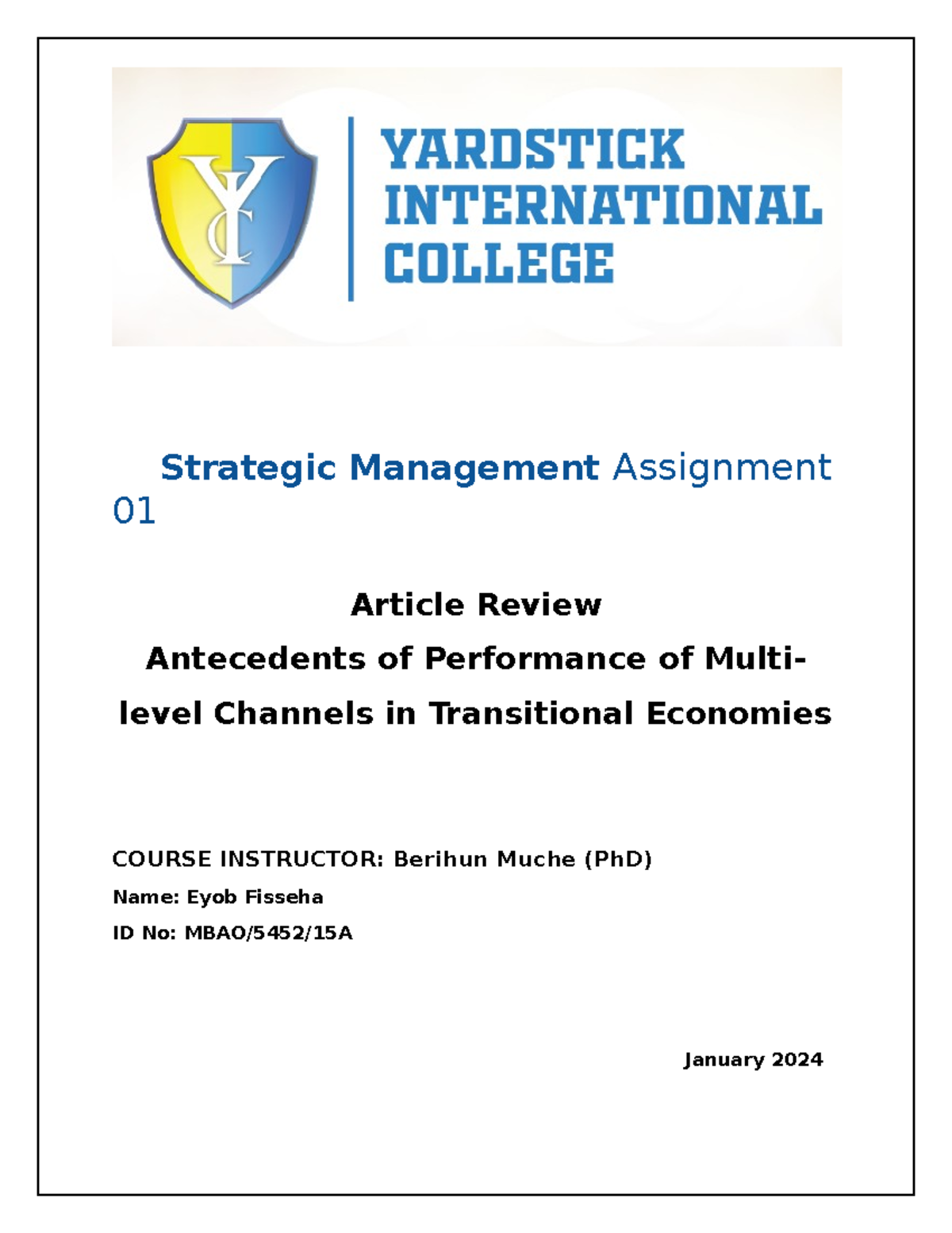 strategic management article review assignment