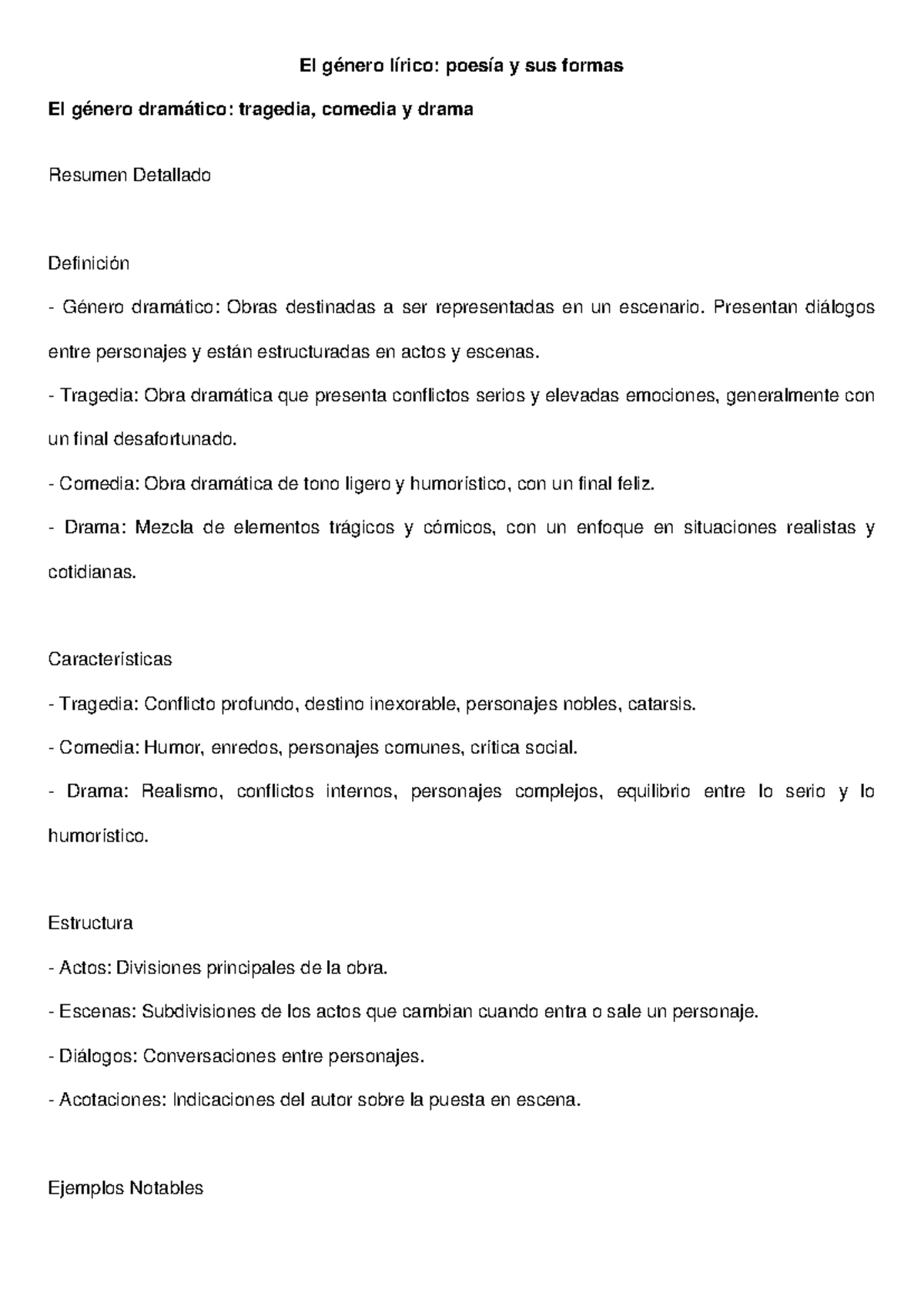 El genero dramatico tragedia comedia y drama - El género lírico: poesía ...