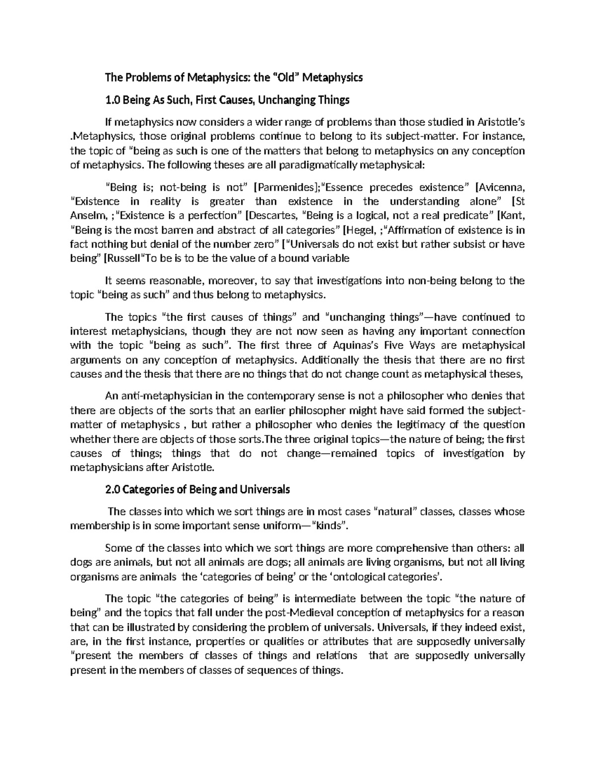 The Problems of Metaphysic 3 - Metaphysics, those original problems ...
