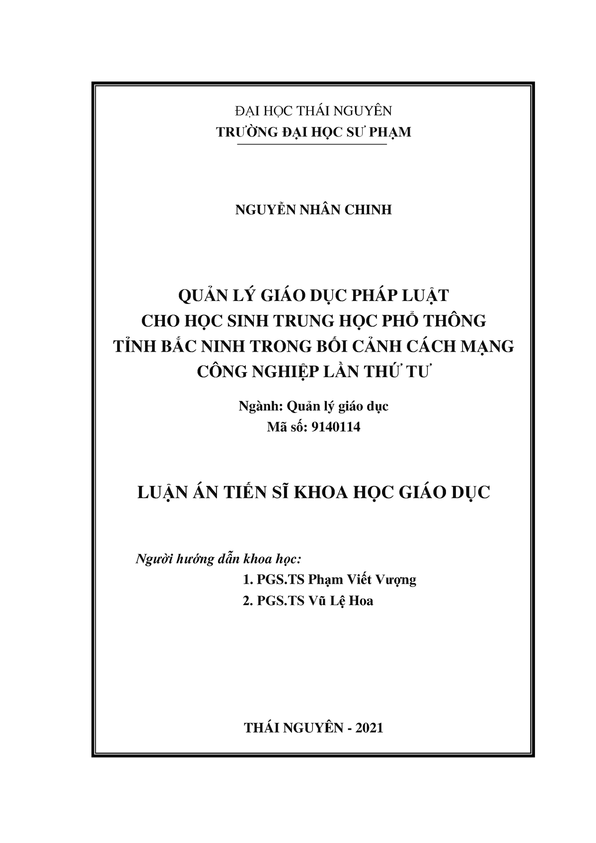 Quản lý giáo dục pháp luật cho học sinh THPT tỉnh Bắc Ninh trong bối ...