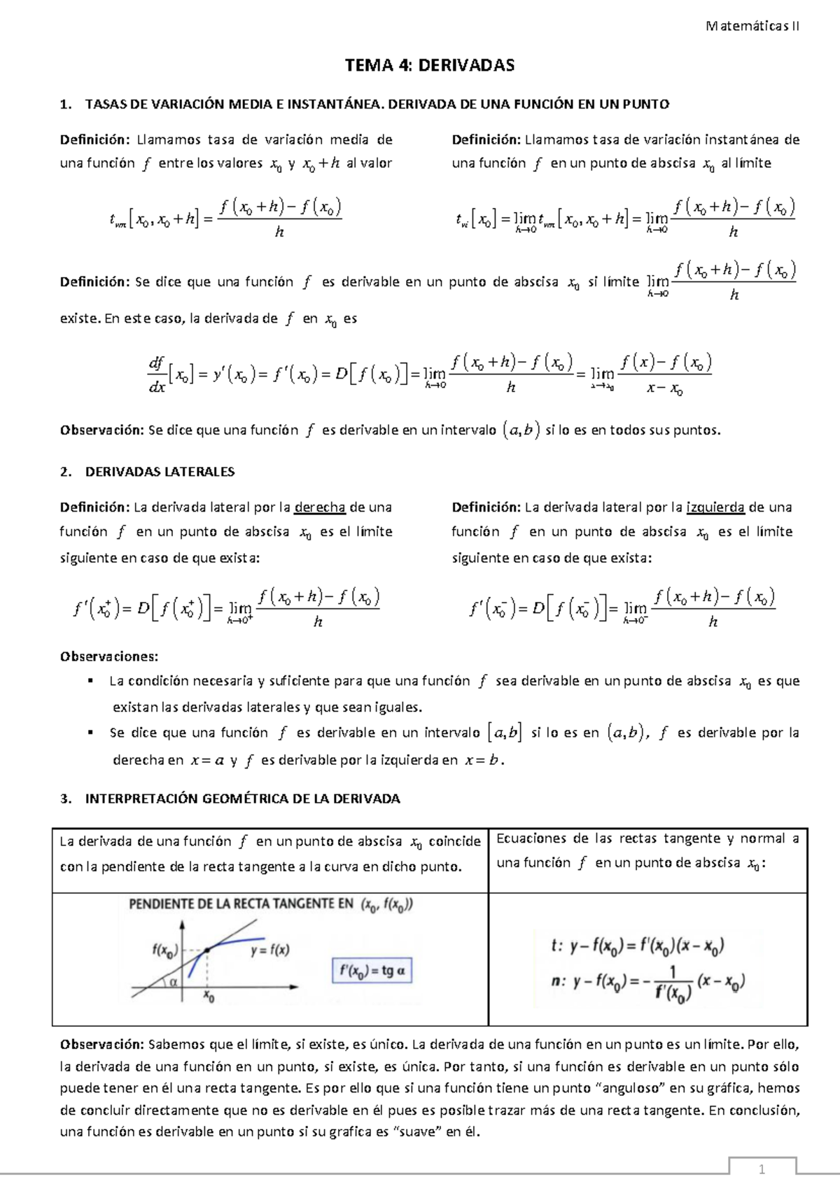 Tema 4 Derivadas Matemáticas Ii 1 Tema 4 Derivadas 1 Tasas De 0951